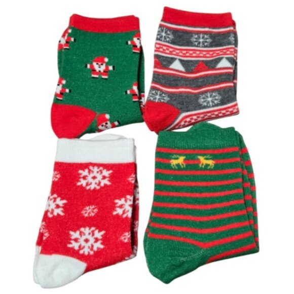 4 Pairs Christmas Unisex Adult Mid-Calf Cozy Knit Socks Gift Set - NEW - Picture 2 of 4